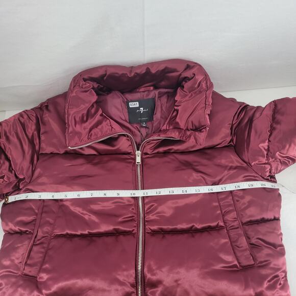 7 For All Mankind Women's Lined Puffer Jacket Coat Red  Small New - Picture 8 of 11
